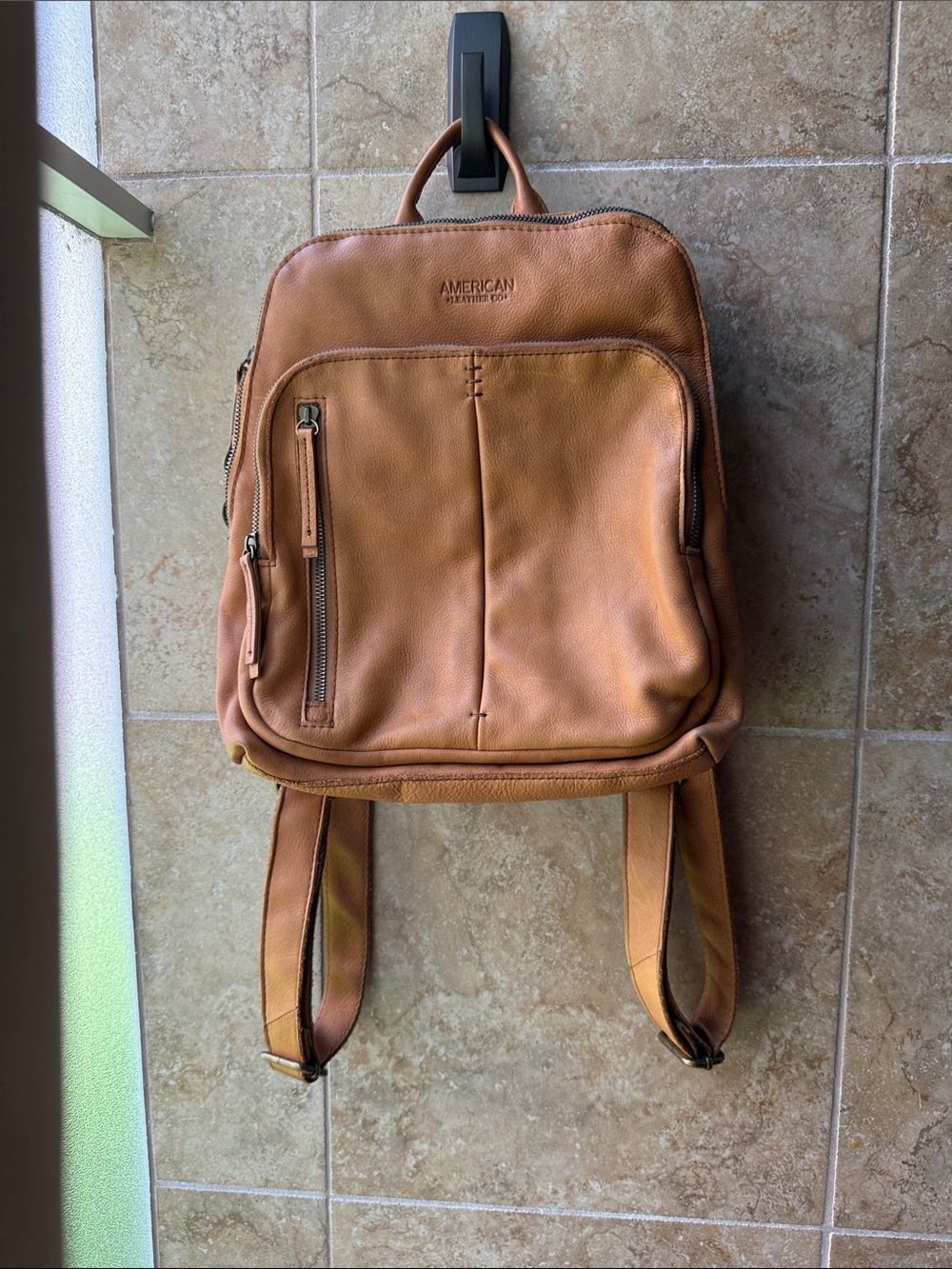 American Leather Co. Cleveland Backpack Midsize Cafe Latte Leather Bag Travel